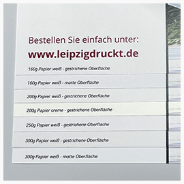 Visitenkarten 1-seitig Ansicht Papier für Visitenkarten, ab 250g/m2