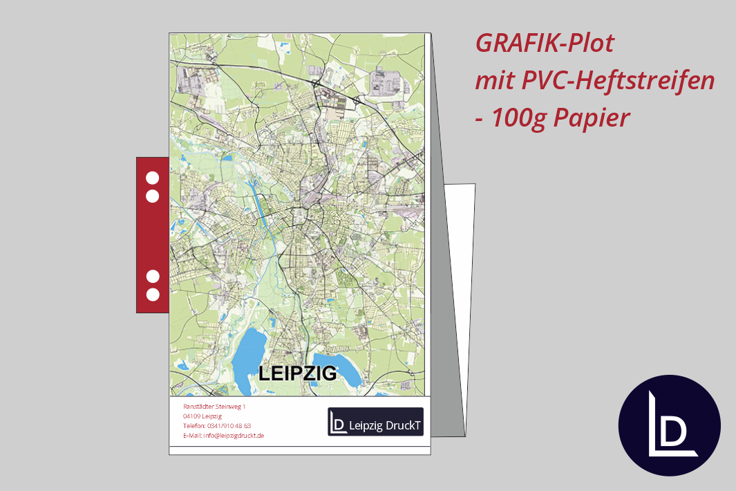 GRAFIK-Plots gefaltet mit PVC-Heftstreifen 
