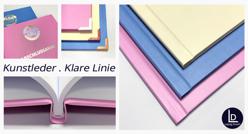 Abschlussarbeiten im Hardcover Kunstleder - Klare Linie
