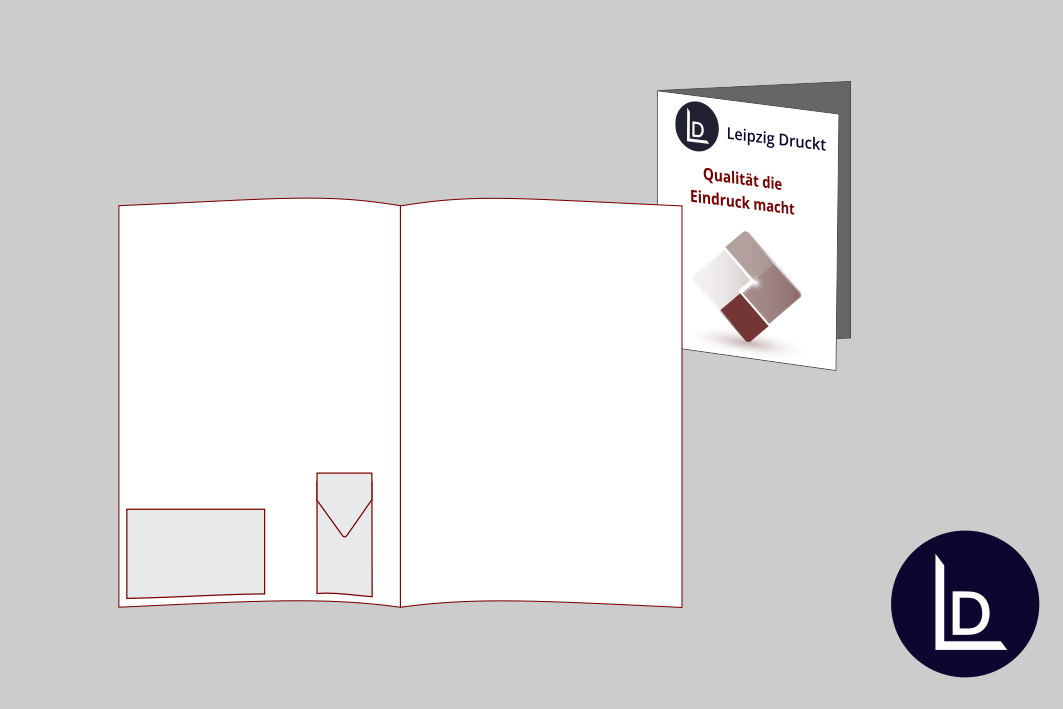 Mappen mit Visitenkartentasche und USB-Klebetasche